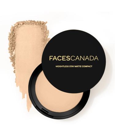 FA..CES/CANADA Weightless Stay Matte Finish Compact Powder - Natural 9 g | Non Oily Matte Look | Evens Out Complexion | Hides Imperfections | Blends Effortlessly | Pressed Powder For All Skin Types