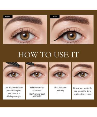 2 in 1 Magic Eyebrow Pencil 2024 Upgraded Eyebrow Contouring Pen Waterproof 3D Microblading Eyebrow Pencil Contouring Pen 4 Fork Tip with Eyeline for Natural Eyebrow Makeup (Dark Brown) - Buy Online on GoSupps.com