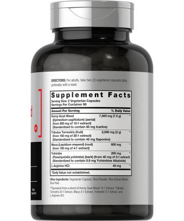 Horny Goat Weed Complex 180 Capsules | 10,340mg | Vegetarian, Non-GMO, Gluten-Free with Tribulus, Maca, Yohimbe, L-Arginine - Buy Online on GoSupps.com