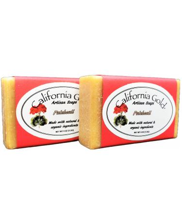 California Gold Artisan Soaps Patchouli Bar Soap with Orange Peel 2-4 oz. Bars (8oz. Total)