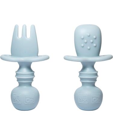 Sodatch Baby Cutlery Blue Grey - 100% Food Grade Silicone Utensils | BPA Free & Easy Grip for Babies - Buy Online on GoSupps.com