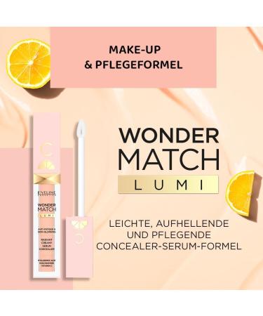 Eveline Cosmetics Wonder Match Illuminating Concealer color 10 light moisturizing with hyaluronic acid niacinamide and vitamin C SPF 25 protection - Buy Online on GoSupps.com