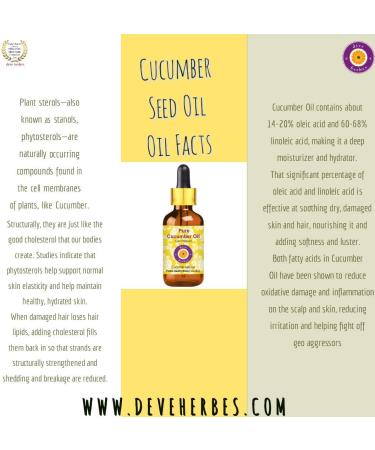 Deve Herbes Pure Cucumber Oil Cucumis sativus Cold Pressed Pack of Five 100ml X 5 168 oz - Buy Online on GoSupps.com