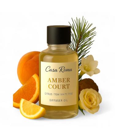 Casa Roma Amber Court Aroma Oil Luxury Hotel-Inspired Cold-Air Diffuser Oil Blend with Peach Violet & Amber Compatible with Casa Roma & Waterless Diffusers (120ml Bottle)