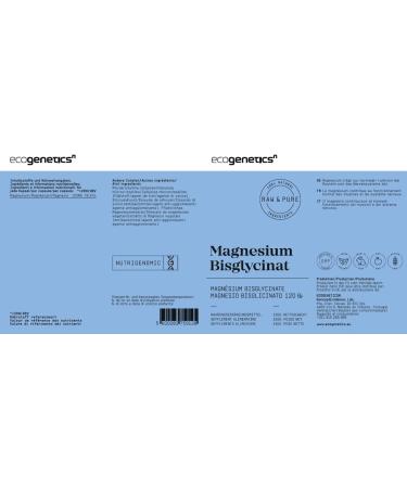 ECOGENETICS - Magnesium Bisglycinate 120 Capsules | Magnesium Supplement to Reduce Fatigue | Improves Nervous System | Blood Pressure | Strengthens the Immune System | Dental Health - Buy Online on GoSupps.com