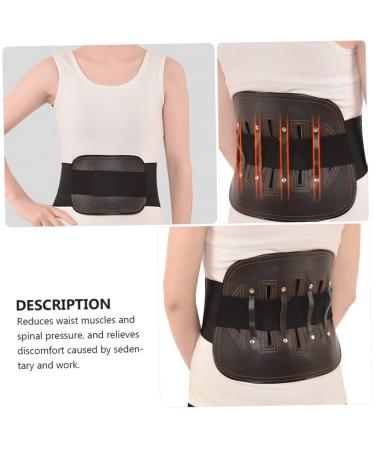 Belt Straps for Men | Leather Back Brace Support - Unisex Lumbar Protector | Durable Waist Supporter 86x25x2cm Brown - Buy Online on GoSupps.com