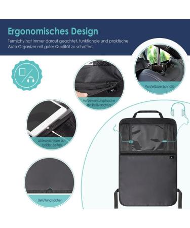 Termichy Backrest Protection for Car Waterproof Kick-Mat Children Car Organizer with Large Storage Bag (Black 1 Piece) - Buy Online on GoSupps.com