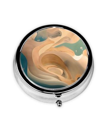 Dunhuang Mysteryround Pill Box 3 Compartments Round Pill Box Organizer for Purse Or Pocket Portable Travel Pill Box