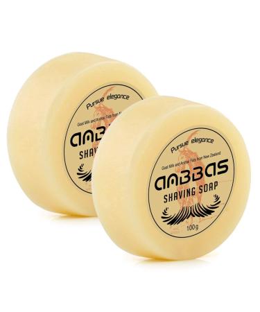 Anbbas Shave Soap Goat Milk 100g 3.5OZ from New Zealand for Beard Barber Traditional Wet Shaving (2pcs, 7 oz) Goat Milk,7Oz