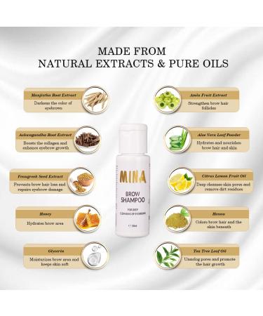 Mina Brow Shampoo - Deep Cleansing & Pre-Tinting Paraben-Free Vegan & Cruelty-Free 30ml - International Shipping Available - Buy Online on GoSupps.com