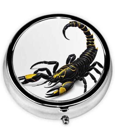 Buy Scorpion Printed Mini Round Pill Box - 3 Compartment Travel Organizer for Medicine | Portable Pill Case for Home & Office Use - Buy Online on GoSupps.com