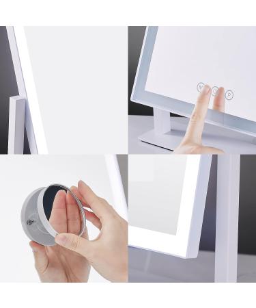 HIEEY Lighted Makeup Mirror with Three Color Lighting Modes, 5X Magnification, Smart Touch Control, and 360 Rotation - 15.2in. White | Hollywood Vanity Mirror with Lights - Gift Box Included - Buy Online on GoSupps.com
