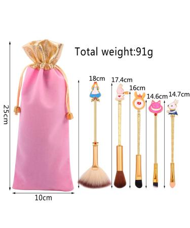 Anime Alice in Wonderland Gold Makeup Brushes Set | Foundation Blending Powder Eye Shadow Contour Concealer Blush | Fairy Cosmetic Brush Tools - Buy Online on GoSupps.com