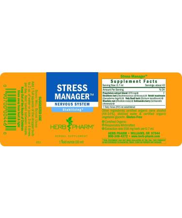 Herb Pharm Stress Manager 1 fl oz - Natural Herbal Supplement for Stress Relief - Buy Online on GoSupps.com