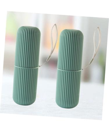 IWOWHERO Travel Toothpaste Brush Container - 2 Piece Tooth Cleaning Organizer | Green | 5.5x5.5x19cm - Perfect for International Shipping - Buy Online on GoSupps.com