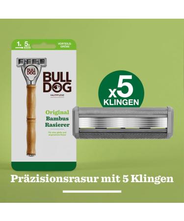 BULLDOG Wet Shave for Men | Eco-Friendly Bamboo Handle Razor + 4 Replacement Blades | 5-Blade Precision Shaving - Buy Online on GoSupps.com