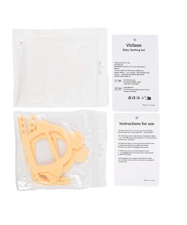 Vicloon Baby Teething Ring - 2PC Silicone BPA-Free Soft Lion Bite Toys for 3+ Months - Dental Aid & Massager - Yellow - Buy Online on GoSupps.com