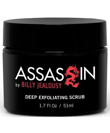 Billy Jealousy Assassin Deep Exfoliating Scrub Mens Daily Facial Cleanser with Walnut Almond and Vitamin E Moisturizing Face Product for Dry and Oily Skin 1.7 Fl Oz