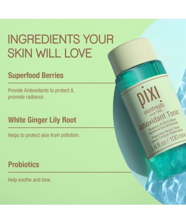 Pixi Antioxidant Tonic | Alcohol-Free Hydrating Multi-Tasking Formula with 3 Facial Skin Care Products in 1 | Face Toner Essence and Serum in One Step | 100mL Travel Size Skincare - Buy Online on GoSupps.com