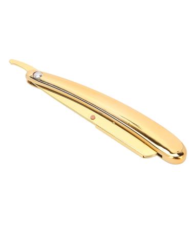 Straight Edge Razor Stainless Steel Manual Razor Men's Folding Beard Razor for Baber & Home (without blade) (Electroplated Gold)