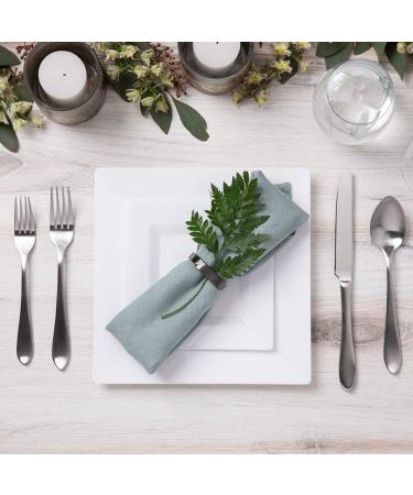 60 Pack Disposable Square Plastic Plates - Heavy Duty Combo Set by Aya's Cutlery Kingdom - Buy Online on GoSupps.com