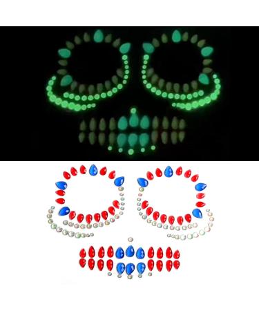 Colorful Glow in the Dark Face Jewels Stickers for Halloween | Rhinestone Clown Face Gem Decorations for Kids & Adults - Buy Online on GoSupps.com