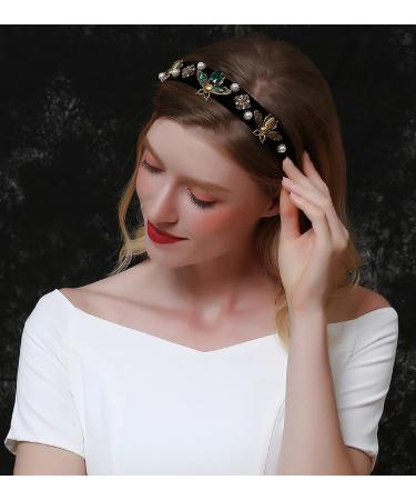 LUKSKISS Handmade Rhinestone Velvet Padded Headband for Women - Luxury Vintage Princess Style - Buy Online on GoSupps.com