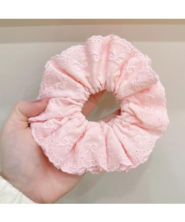 Eye Catching Lace Scrunchies for Women Large Elastic Hair Scrunchy Ponytail Holder Perfect for Everyday Use Pink - Buy Online on GoSupps.com