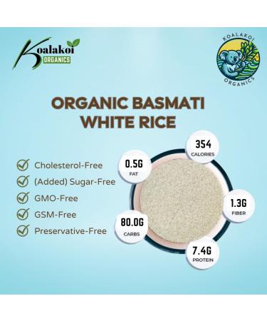 Koalakoi ORGANIC Certified Basmati White Rice from Pakistan (400g - 4.5kg) | Great For Brain Health | Premium Quality Non-GMO | 100% Natural | Source Of Minerals (400g) - Buy Online on GoSupps.com