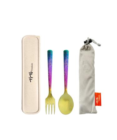 TiTo Titanium Bright Colorful Ultra Lightweight Titanium Camping Utensil Set Eco-Friendly Titanium Spork Spoon for Backpacking Hiking Outdoors (Colorful)