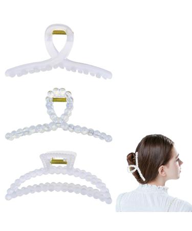 3 PACK Nonslip Matte Clear hair Claw Clips for Thick Hair Strong Hold Jaw Hair Clamps Fashion Hair Accessories for Women