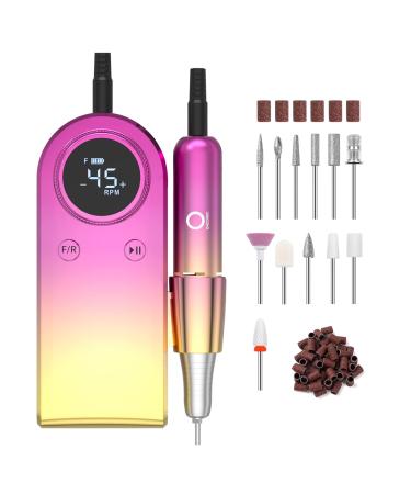 OHZOIRIC Electric Nail Drill 45000RPM High Speed Professional Portable Nail File Kit for Acrylic Gel Nails Manicure Pedicure Polishing Cuticle and Home Salon Use
