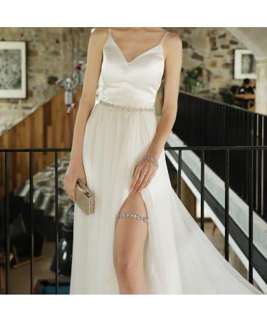 BETHYNAS Shiny Wedding Bridal Garter - Handmade Gemstone Thigh Chain for Brides - Stretchy Thigh Belt for Women (Style 2) - Buy Online on GoSupps.com