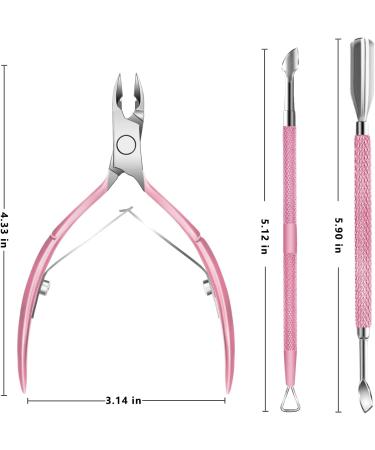 Professional Stainless Steel Cuticle Trimmer & Pusher Set - Durable Manicure & Pedicure Tools in Pink - Buy Online on GoSupps.com