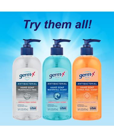 Germ-X Antibacterial Liquid Hand Soap Waterfall Scent 16 oz (Pack of 4) - pH Balanced, Dermatologist Tested - Clear Hand Wash for Kitchen or Bathroom - Back to School Supplies - Buy Online on GoSupps.com