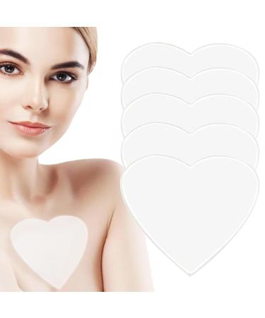 XSQD breast fold pads 5 pieces silicone breasts pads anti -fold cleavage pads reusable silicone pads against breast folds reduces folds to chest (heart shape)
