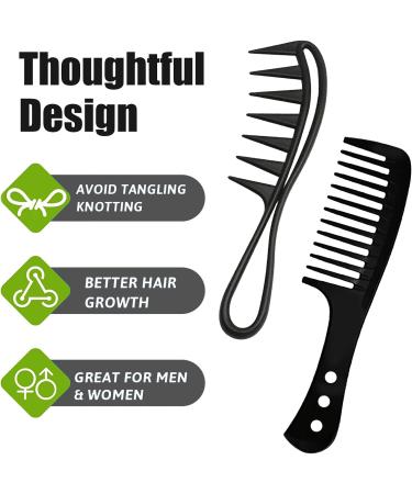 2 Pcs Wide Tooth Shark Hair Comb for Curly Thick Hair - Black - Buy Online on GoSupps.com