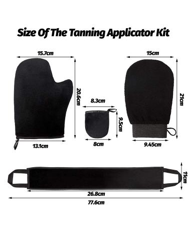GENFORD 5-Piece Self Tanning Mitt Applicator Set - Fingerless Glove for Face & Body - Post Lotion Applicator - Black - Buy Online on GoSupps.com