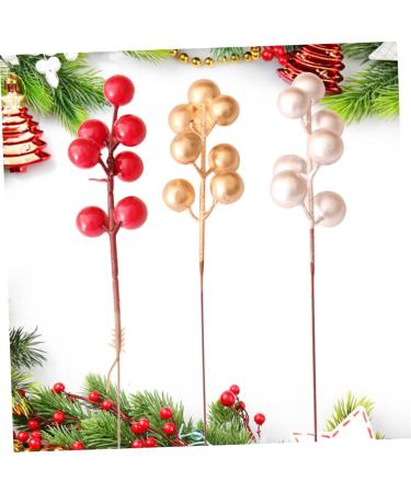 DECHOUS 40 Pcs Christmas Fruit Winter Christmas Tree Decorations Berry Stems Christmas Red Berries Branches Home Decor Christmas Tree Fake Berry Red Fruit Skewers Household Foam Goldenx2pcs 17x3cmx2pcs - Buy Online on GoSupps.com