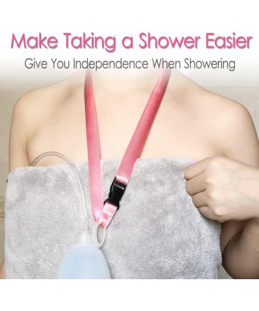 Shower Lanyard for Mastectomy Drain Holder - Pack of 2, Pink - Post Surgery Recovery Bath Accessories for Breast Cancer Patients - Buy Online on GoSupps.com