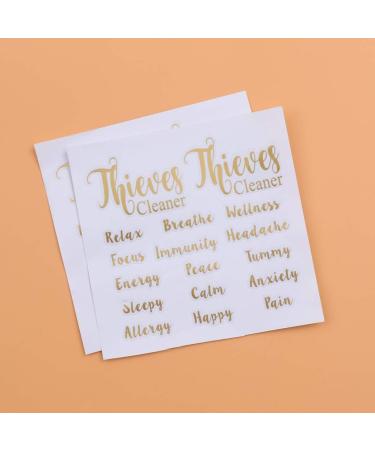 Shop Lurrose Waterproof Vinyl Stickers for Essential Oil Bottles - 5-Leaf Labels with Gold Letters - Buy Online on GoSupps.com