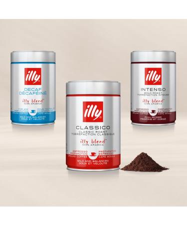 illy Decaffeinated Ground Coffee | 250g Medium Roast 100% Arabica | Espresso Grind - Buy Online on GoSupps.com