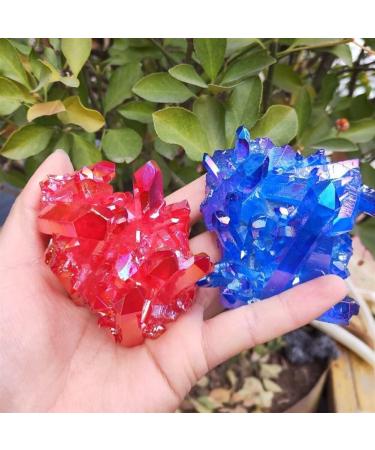 2pcs Crystal Cluster Natural Aura Angel Quartz Cluster Blue and red Gem Specimen s ERBDRGAZ - Buy Online on GoSupps.com