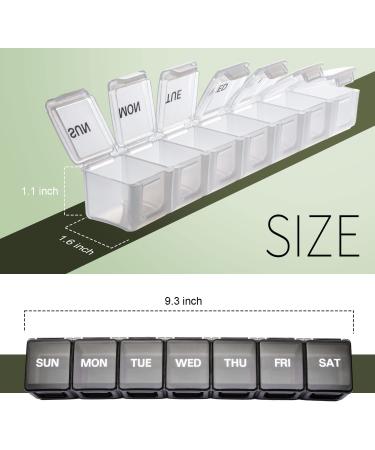 Argojolo Weekly Pill Organizer - 7 Day BPA-Free Medication Planner (2 Pack Black/White) - Travel-Friendly Pill Box for Tablets, Supplements, Vitamins - Buy Online on GoSupps.com