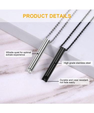 2Pcs Aucuu Mindful Breathing Necklaces for Stress & Anxiety Relief - Black & Silver | Meditation Jewelry for Men & Women - Buy Online on GoSupps.com