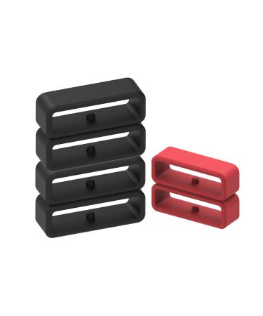 Fastener Rings Compatible with Garmin Forerunner 935 945 Bands Silicone Connector Security Loop Keepers Ring for Forerunner 935 Replacement Band (6-Black+Red)