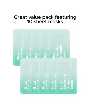 Vegan Blue Moisture Ampoule Mask | Intensive Hydration & Anti-Aging | 10 Sheets | Eve Vegan Certified | All Skin Types - Buy Online on GoSupps.com