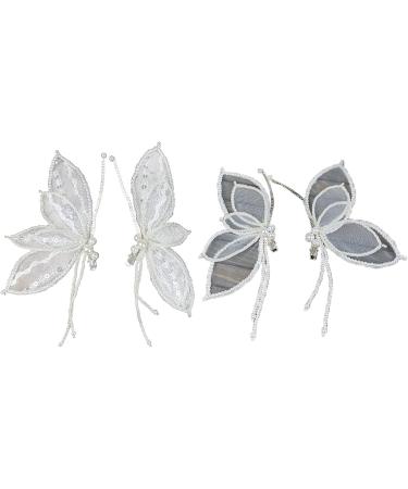 Gauze Hair Barrettes Fashionable Beaded For Butterfly Clips Elegant Long Pageant Hair Side Clip Wedding Hair Decor For W Handmade Beaded Butterfly Clips White Long Pageant Hair Side Clip Hair - Buy Online on GoSupps.com