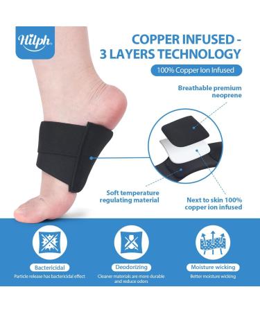 Hilph Copper Arch Support Brace for Plantar Fasciitis Relief - Orthotic Foot Support for Flat & High Arches - Pain Relief Wrap for Men & Women (1 Pair - Buy Online on GoSupps.com
