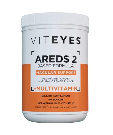 Viteyes AREDS 2 Powder + Multivitamin All-in-One Macular Protection Alternative to AREDS 2 chewables No Pills Lutein & Zeaxanthin AREDS 2 Eye Vitamins Drink Natural Orange Flavor 90 Scoops 90.0 Servings (Pack of 1)